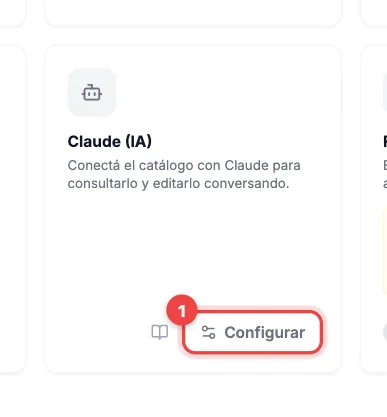 Tarjeta Claude (IA) en la pantalla Módulos con el botón Configurar marcado